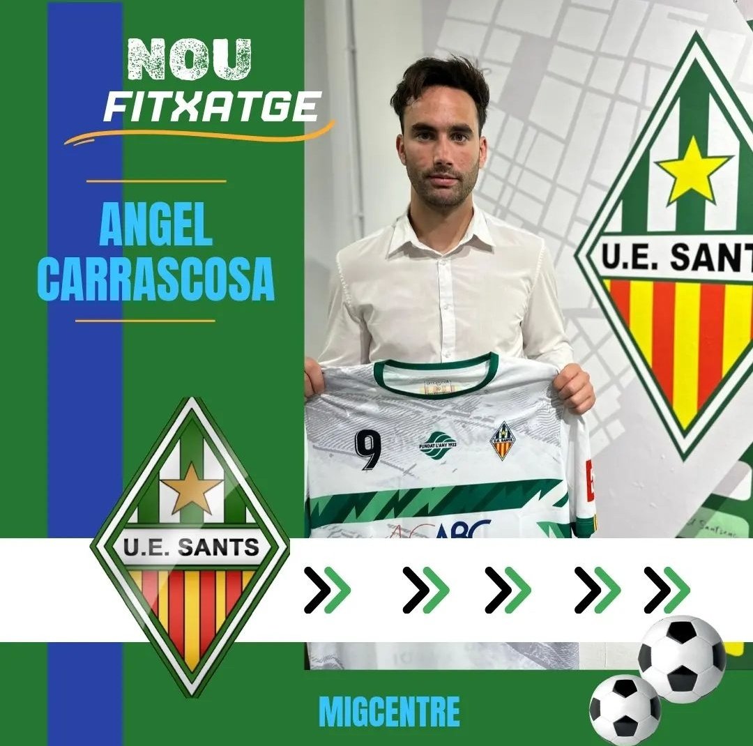 ⚪️🟢
NOU FITXATGE 
Angel Carrascosa, provinent del <a href="/golmayocamareta/">CD Golmayo-Camaretas</a> de Castella Lleó,  arriba un migcampista fort fisicament, format a les categories inferiors del CD Numancia . 
#OrgullSantsenc⚪️🟢