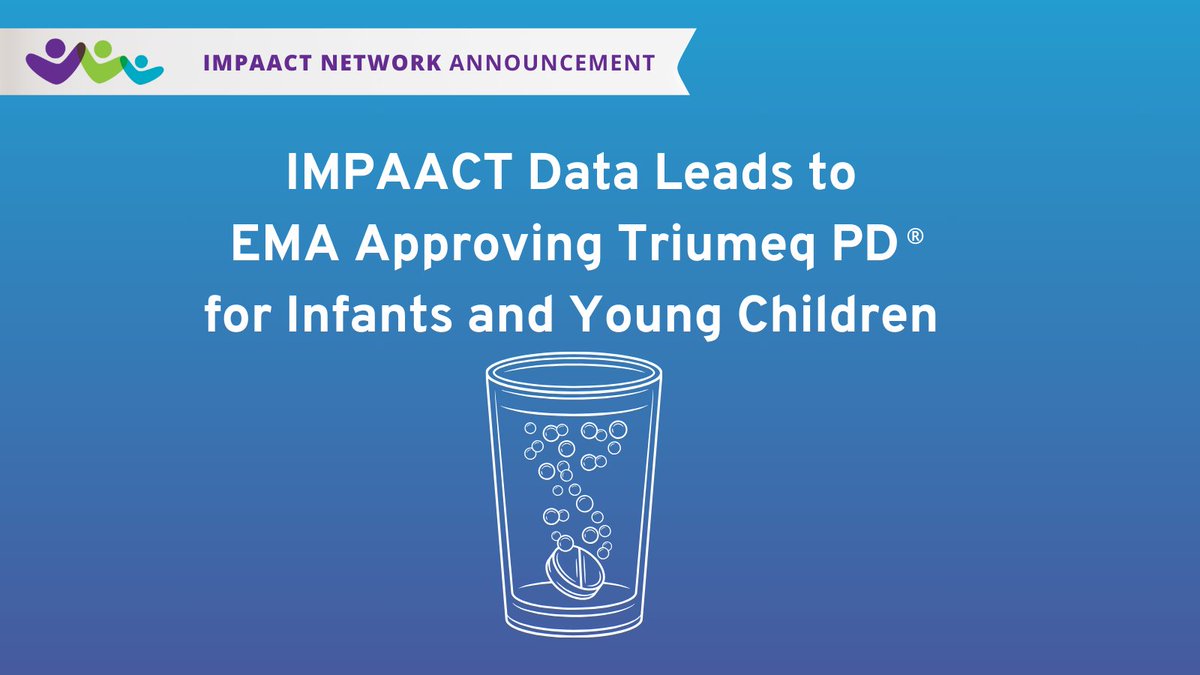 IMPAACT Network (@impaactnetwork) on Twitter photo Network Announcement: Based on IMPAACT study data, the EMA has approved Triumeq PD® for infants and children as young as 3 months of age who weigh at least 6 kg. Read the full announcement here: impaactnetwork.org/news/2024/euro… Network Announcement: Based on IMPAACT study data, the EMA has approved Triumeq PD® for infants and children as young as 3 months of age who weigh at least 6 kg. Read the full announcement here: impaactnetwork.org/news/2024/euro…
