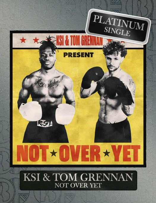veefly_'s tweet image. “Not Over Yet” by KSI is now Platinum 🤩

#notoveryet #ksi #youtuber #youtube #boxer #sidemeninside #tomgrennan