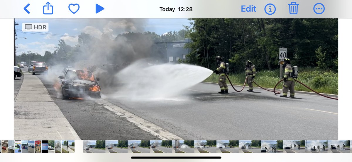 FirechiefVince's tweet photo. Firefighters of @towngfw made a quick knockdown of a vehicle fire on Lincoln Road around noon today. Closing the road for a short period while fire was extinguished. No injuries reported, fire started in engine compartment. #GFWFire #nltraffic https://t.co/05Bnknix7d