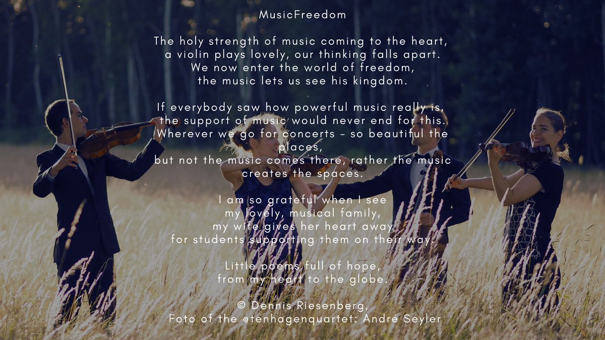 Thank you <a href="/frankhorvat/">Frank Horvat</a> for inspiring me to write this poem, Kobi Yamada @livethegoodstuf for the great feedback and motivating me to keep working towards the first book and <a href="/TenHagenQuartet/">TenHagen Quartett</a> for the foto. #poetry #WritingCommmunity #poetrycommunity #lyrik #poet  #gedichte