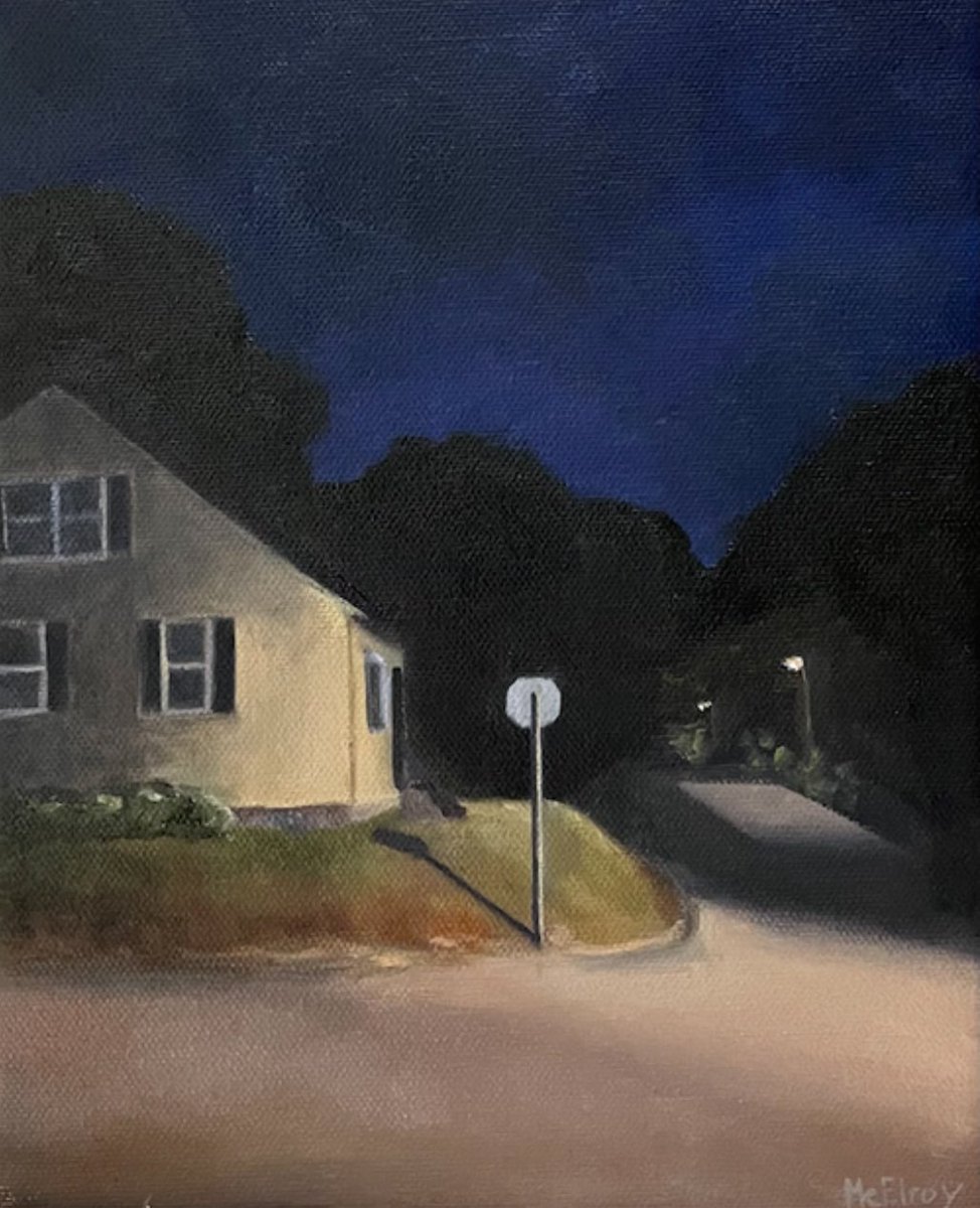Bringing you some ✨moodiness✨ for your Featured Work Friday.

This is Stop Sign Painting by Michelle McElroy and this evokes some serious summer night childhood nostalgia for us. You can view this beauty in full by using the link in our bio.