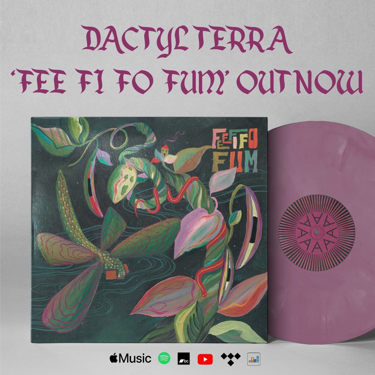 Dactyl Terra (@dactylterraband) on Twitter photo Our album 'Fee Fi Fo Fum' is out now!
We will be playing the album from start to finish live next Saturday the 29th in <a href="/Porterscardiff/">Porter’s Cardiff</a> , free entry
Self recorded and mixed, mastered by Ed Al-Shakarchi
Artwork made by our bassist Erin
Design work by Studio Hicks Our album 'Fee Fi Fo Fum' is out now!
We will be playing the album from start to finish live next Saturday the 29th in <a href="/Porterscardiff/">Porter’s Cardiff</a> , free entry
Self recorded and mixed, mastered by Ed Al-Shakarchi
Artwork made by our bassist Erin
Design work by Studio Hicks