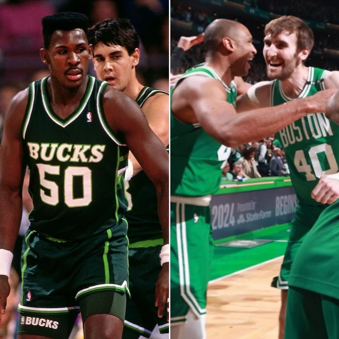 seamercx's tweet photo. Did realize Al Horford's dad and Luke Kornet's dad played together on the Bucks. 

Left: Tito Horford + Frank Kornet, 1991. Right: Al Horford + Luke Kornet, 2024. https://t.co/RUkCYfznJ1