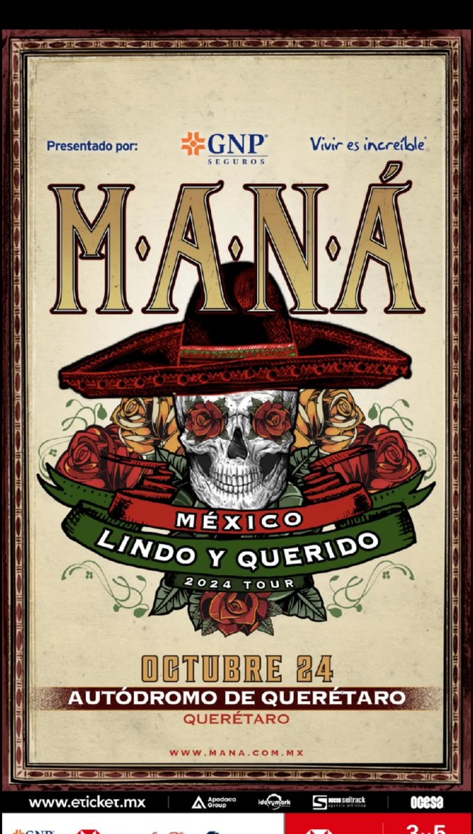 Arrancó la venta general para el concierto que ofrecerá <a href="/manaoficial/">Maná</a> en el #AutodromoDeQueretaro el próximo 24 de octubre. Ofrecerá sus éxitos como parte de su Tour #MexicoLindoyQuerido @plaza_de_armas_qro <a href="/sergiovenegasr/">Sergio A. Venegas Ramírez</a> <a href="/eticketmx/">e Ticket Mx</a> <a href="/idevymark/">Idevymark</a> #Querétaro