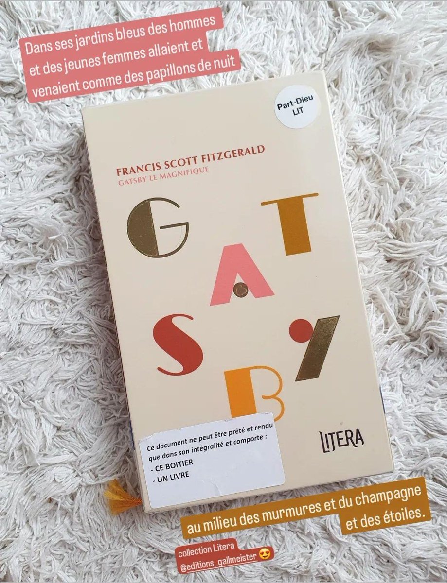 Trop belle l'édition de "Gatsby le magnifique" dans la collection LITERA #VENDREDILECTURE