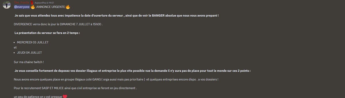 The_Footix (@the_footixshow) on Twitter photo divergence serveur #gtarp au lore atypique , verra le jour le 7 juillet a suivre sur <a href="/Kick_FR/">Kick Français</a> bien entendu !
discord.gg/Ehd3qSQpe5 divergence serveur #gtarp au lore atypique , verra le jour le 7 juillet a suivre sur <a href="/Kick_FR/">Kick Français</a> bien entendu !
discord.gg/Ehd3qSQpe5