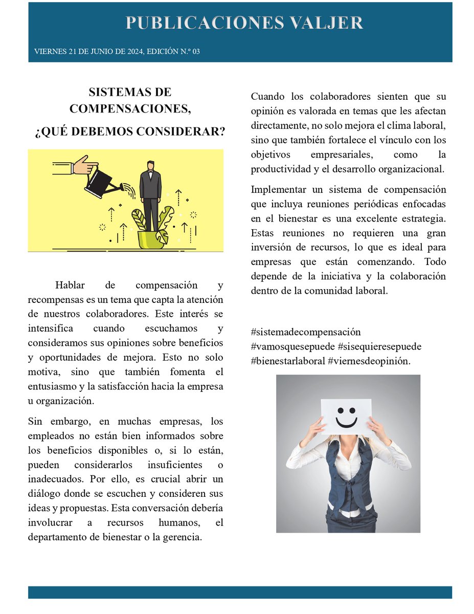 Valjerayc's tweet image. #sistemadecompensación #vamosquesepuede #sisequieresepuede #bienestarlaboral #viernesdeopinión