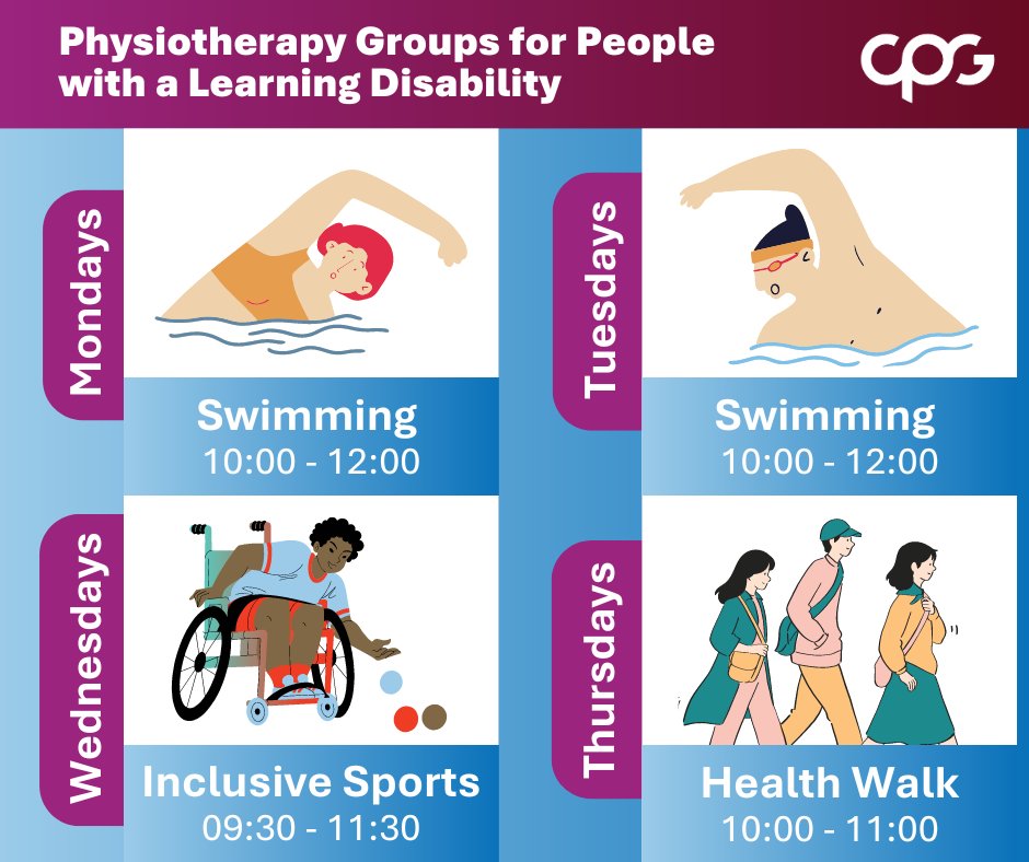 🏊‍♂️ Monday - Swimming - Grimsby Leisure Centre
🏊‍♀️ Tuesday - Swimming - Immingham Swimming Pool
🎾 Wednesday - Inclusive Sports Session - Grimsby Leisure Centre
🚶 Thursday - Health Walk - Grimsby Leisure Centre

To join, get in touch!
📧 cpg.alds@nhs.net
📞 01472 571 100

#LDweek