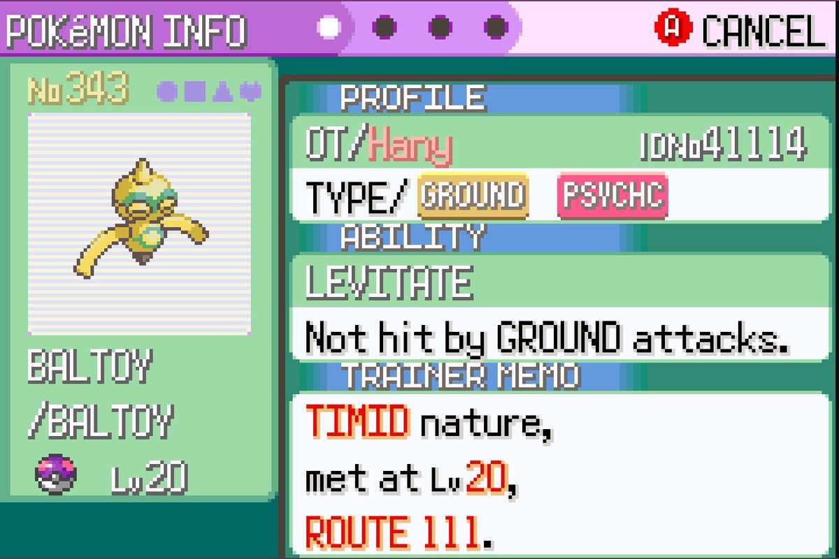 heinijen's tweet photo. Shiny Baltoy after 6,109 REs in Emerald, 1st phase for Cacnea. https://t.co/NXbiD6agVm