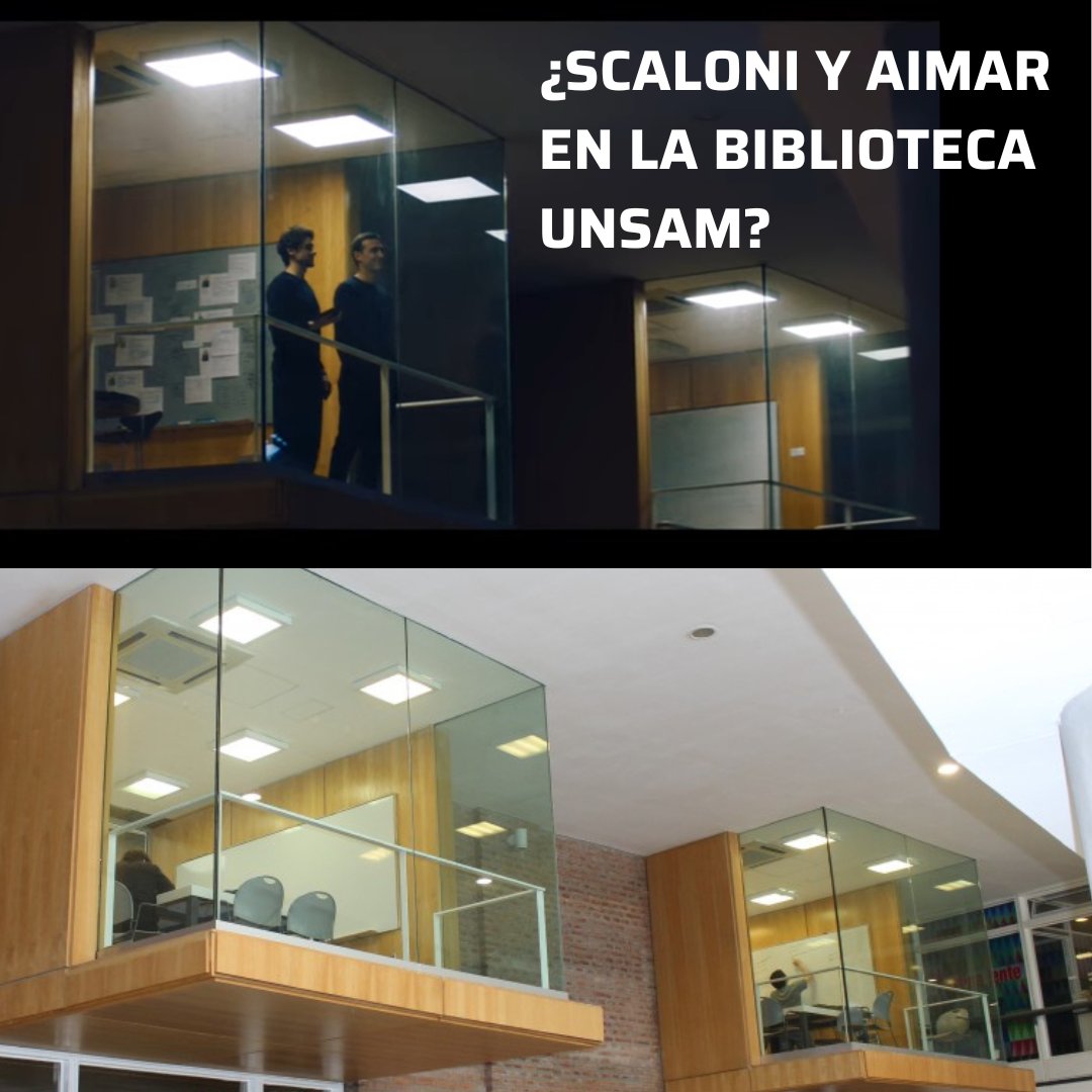 unsamoficial's tweet photo. ¿Dónde filmaron Scaloni y Aimar la nueva publicidad que los tiene como protagonistas? En la Biblioteca Central de la UNSAM 🇦🇷❤️. Te contamos algunos detalles 🧵 https://t.co/7lLyJjw7oD