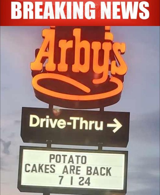 websuperman's tweet photo. @Arbys please tell us it is true, having potato cakes back would be amazing! https://t.co/vrkQdqHEun