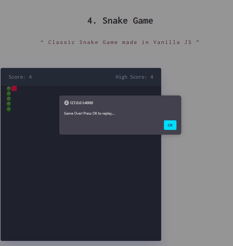 ofcboogeyman's tweet image. Day 10 of #100DaysofJavaScript
Built a snake game.
I suck at games but you can play with it, and let me know your score.🎮🕹️
@JavaScript @html @css