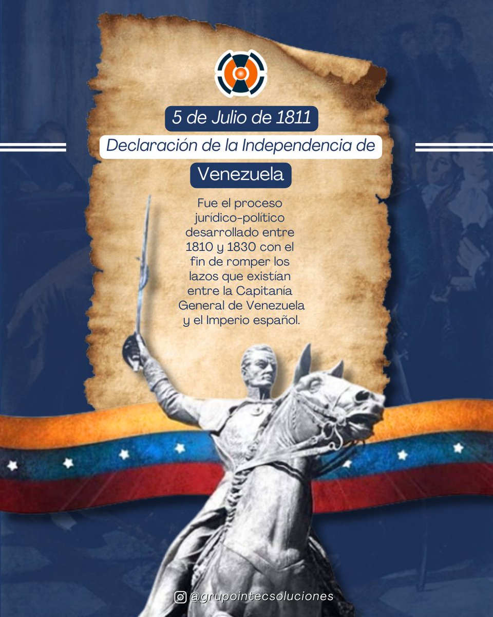 🇻🇪Declararon el 5 de julio su independencia de la Corona de España, estableciendo una nueva nación basada en principios republicanos y federales, aboliendo la Monarquía bajo los valores de la igualdad de los individuos, la libertad de expresión y la prohibición de la censura.