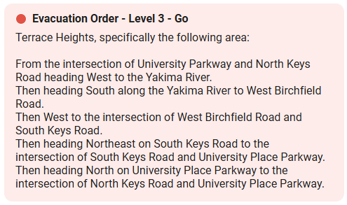 Wa_fire_watch's tweet photo. #KeysRoadFire The above map from Yakima Valley Emergency Management shows the Level 3 Evacuation Order boundaries! https://t.co/QUR6MHrQ5s The fire is located in Yakima Sportsman State Park! The fire is 10 acres! Winds are light but lots of dry fuels for the fire to burn! https://t.co/yFJ5hdKfma