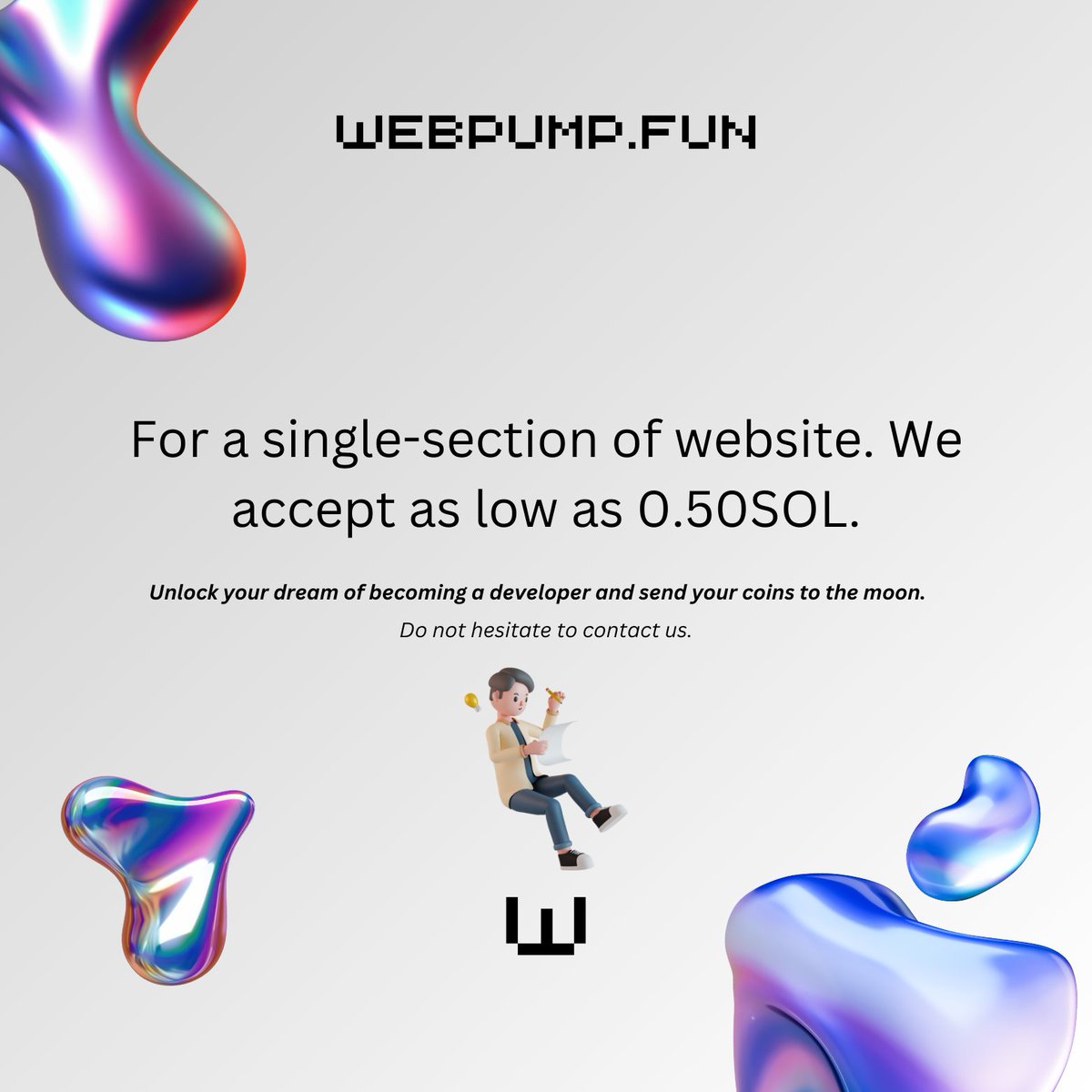 webpumpdotfun's tweet photo. @pumpdotfun With 0.50 you can unlock your dream to have a website and create new coin on Pumpfun. https://t.co/fEYwBx1Ctd