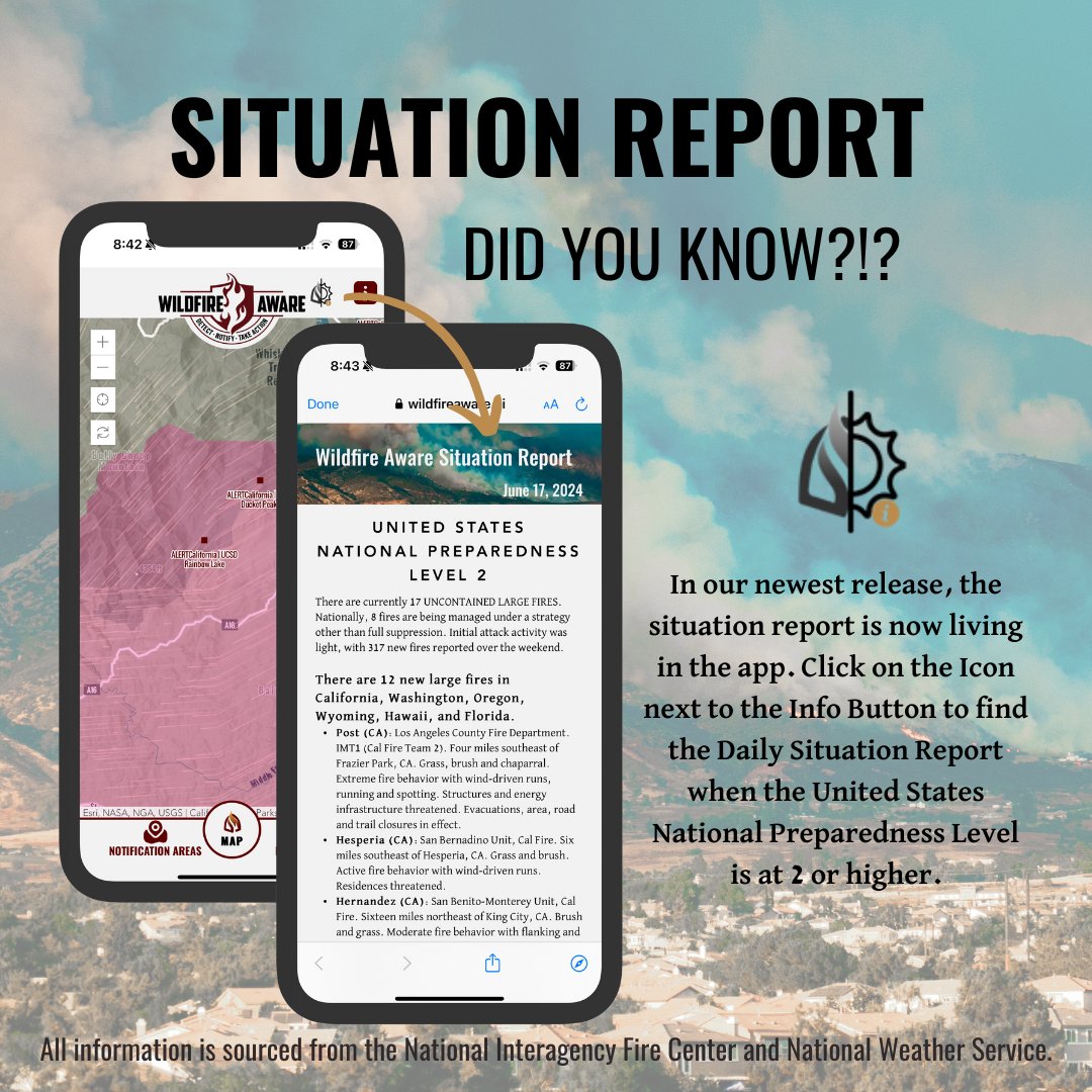 Daily Situation Report Many of you followed our daily situation reports last year on social media, now they are built into the app. Download the app today for daily updates. #WildfireAware #SituationReport #FireSeason2024