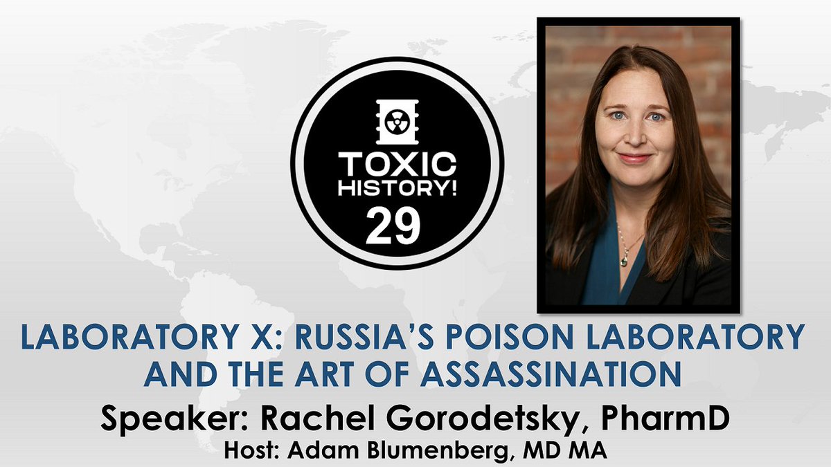 Adam Blumenberg MD (@ablumenbergmd) on Twitter photo Professor Rachel Gorodetsky PharmD tells an absolutely fascinating history of the Russian poison laboratory that developed multiple agents of assassination. Fascinating! <a href="/ColumbiaEM/">Columbia Emergency Medicine</a> <a href="/ORpoisoncenter/">Oregon Poison Center</a> <a href="/UpstatePoison/">Upstate New York Poison Center</a> <a href="/PoisonCenters/">America's Poison Centers</a> @ToxNyu
Check it out here:
toxichistory.com/2024/06/21/epi… Professor Rachel Gorodetsky PharmD tells an absolutely fascinating history of the Russian poison laboratory that developed multiple agents of assassination. Fascinating! <a href="/ColumbiaEM/">Columbia Emergency Medicine</a> <a href="/ORpoisoncenter/">Oregon Poison Center</a> <a href="/UpstatePoison/">Upstate New York Poison Center</a> <a href="/PoisonCenters/">America's Poison Centers</a> @ToxNyu
Check it out here:
toxichistory.com/2024/06/21/epi…