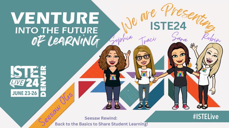 Super excited to be heading to <a href="/ISTEofficial/">ISTE</a> in Denver and presenting w/these 3 amazing ladies! Check out our <a href="/Seesaw/">Seesaw</a> Rewind session on Tuesday afternoon and see how Seesaw can transform learning in your classroom through authentic activities.  #NoMoreWorksheets #GreenPlusButton