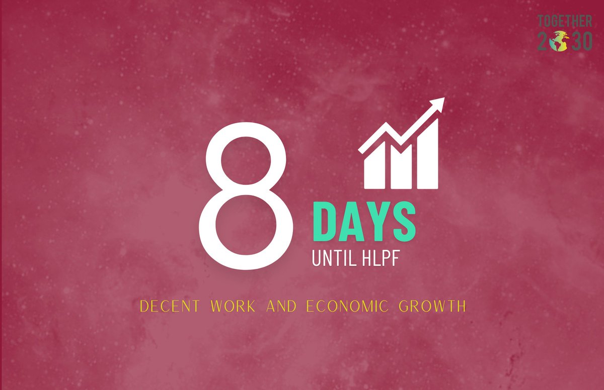 8 days left! 📈 #SDG8 aims for inclusive and sustainable economic growth, employment, and decent work for all. Over 60% of the world’s employed population are in informal employment. Let's promote decent work! 💼 #Together2030 #HLPF2024 #GlobalGoals