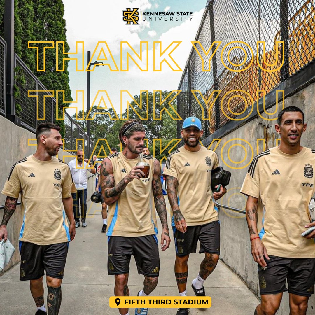 kennesawstate's tweet image. We are so grateful for the opportunity to have welcomed @AFASeleccionEN to KSU as they trained at Fifth Third Stadium in preparation for the CONMEBOL COPA America opening match. Congratulations on your big win, and best of luck during the remainder of the tournament!