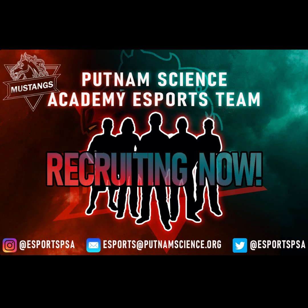We Are Recruiting!

Putnam Science Academy has spots open on its roster for the following titles:
Rocket League
Valorant
Overwatch 2
Apex Legends
League of Legends
Call of Duty
Fortnite
Rainbow Six
Super Smash Brothers Ultimate
CS2

Please reach out for more information!
