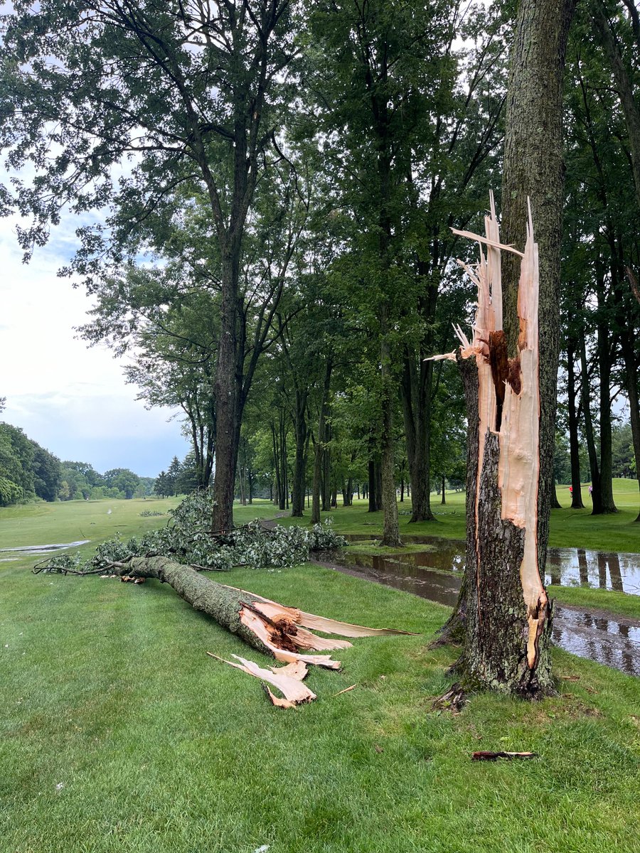 johnstonjoel's tweet photo. Amazing effort from our team on a difficult morning. The Ontario Women’s Amateur 3 days away, and last night we experienced 2 separate “Micro bursts” taking down several tree. Clean up is easier with a dedicated team. https://t.co/anbur8X2ed