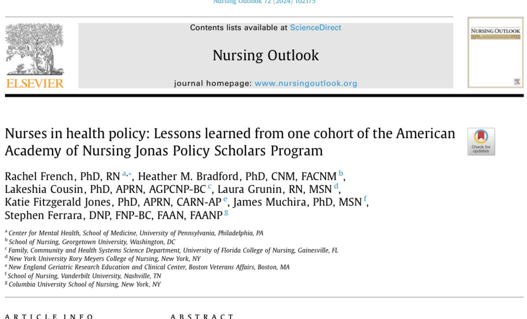 Lakeshia Cousin, PhD, APRN (@lakeshia_aprn) on Twitter photo Excited to share our recent <a href="/NursingOutlook/">Nursing Outlook</a> article regarding the importance of #nurses in health policy as prior <a href="/AAN_Nursing/">American Academy of Nursing</a> <a href="/JonasImpact/">Jonas Philanthropies</a> Policy Scholars! @kfjonespallnp <a href="/rachel_e_french/">Rachel French, PhD, RN</a> <a href="/hmbmidwife/">Heather</a> sciencedirect.com/science/articl… Excited to share our recent <a href="/NursingOutlook/">Nursing Outlook</a> article regarding the importance of #nurses in health policy as prior <a href="/AAN_Nursing/">American Academy of Nursing</a> <a href="/JonasImpact/">Jonas Philanthropies</a> Policy Scholars! @kfjonespallnp <a href="/rachel_e_french/">Rachel French, PhD, RN</a> <a href="/hmbmidwife/">Heather</a> sciencedirect.com/science/articl…