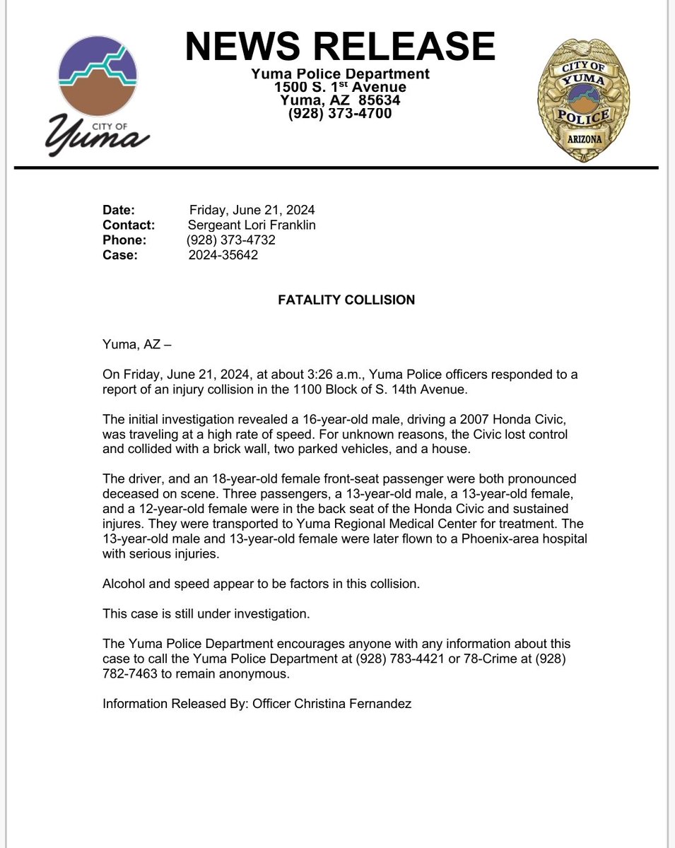 FATALITY COLLISION 
CASE: 24-35642