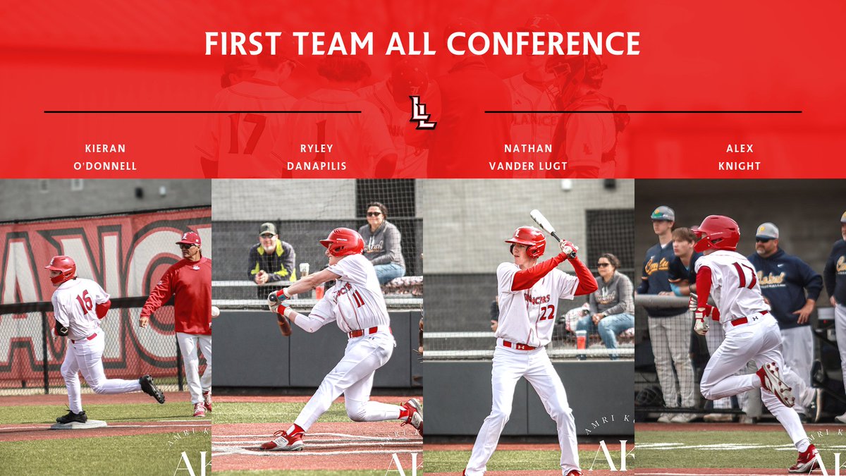 Four Lancer Baseball players were named SMAC First Team All Conference! Congratulations to Kieran O'Donnell, Ryley Danapilis, Nathan Vander Lugt, and Alex Knight!