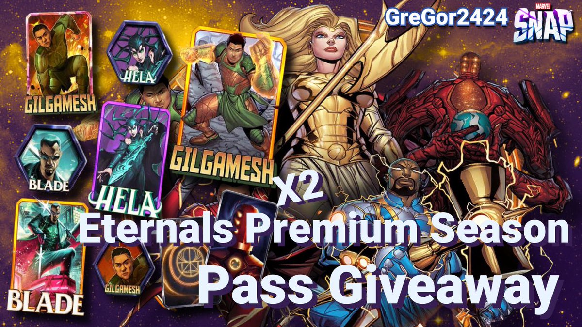 🔥Giveaway time🔥

I won a portion of the Marvel Rivals Reaction trailer challenge Prize pool and wanted to pay it forward to the SNAP community. 

I will be giving away x2 Premium Marvel Snap “The Celestials Finest Season Pass.”

To Enter: 
✅ Like and repost
✅ Follow