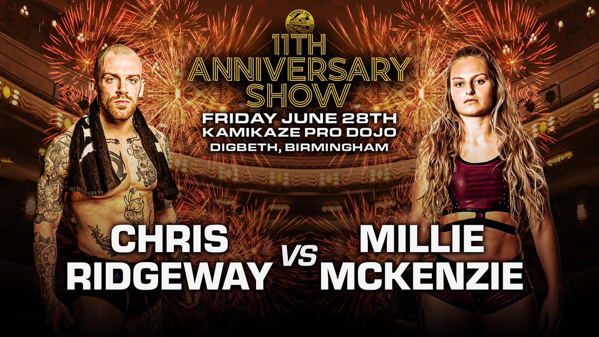 KamikazeProUK's tweet image. In a change to the previously announced match for #11AS next Friday at the Kamikaze Pro Dojo in Digbeth, Birmingham

@chrisridgeway__ vs @MMckenzieWWE 

T1CKETS:
ringsideworld.co.uk/events.php?id=…