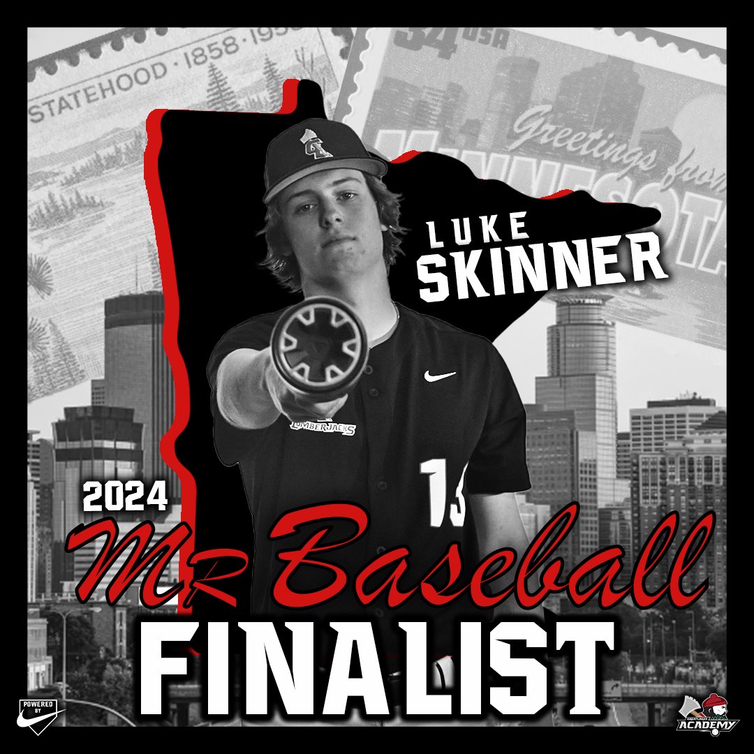 That’s MR Skinner to you‼️

Congrats to <a href="/Lukeskinner2024/">Luke Skinner</a> on being named as a Finalist for the 2024 Minnesota Mr Baseball Award. 

Read more here ⤵️
mlb.com/press-release/…

#GreatLakesBaseball #ACutAbove🪓 #MrBaseball #MNbaseball