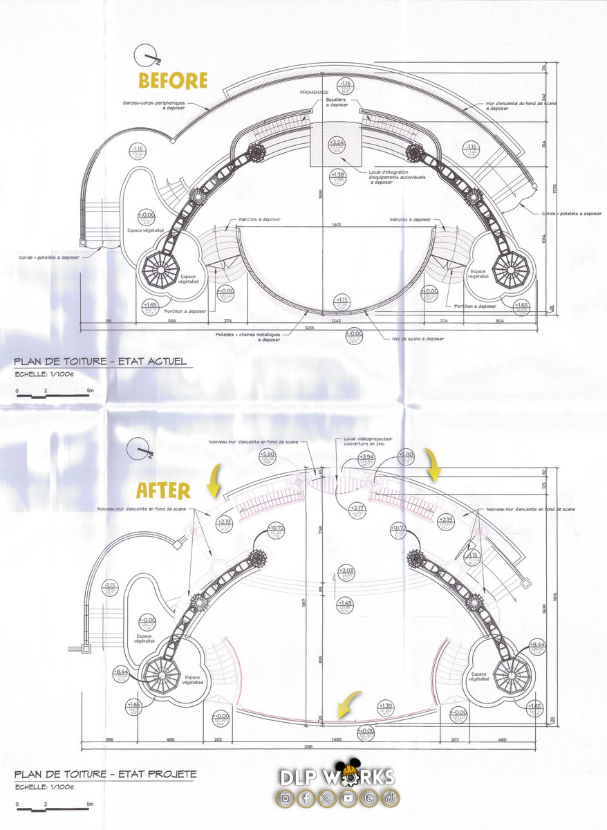 DLPWorks's tweet photo. [News] ⚠️ Castle Stage - PERMIT ⚠️ (Thread 1/4)

➡️Explore the building permit details for #DisneylandPark Castle Stage &amp; associated works, promising a modern space for future grand productions!

➡️Changes: 🚧
1️⃣Enlargement of the stage apron &amp; modification of the access stairs. https://t.co/F7CHTqihsw