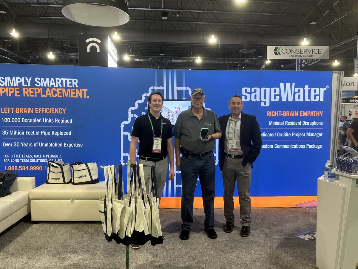SageWater's tweet image. Congratulations to our winner Scott Wilkerson, CIO, GINKGO who walked away with our TIffany® necklace 🏅 booth prize at the NAA event!

#capitalimprovement #repipe #pipereplacement #NAA