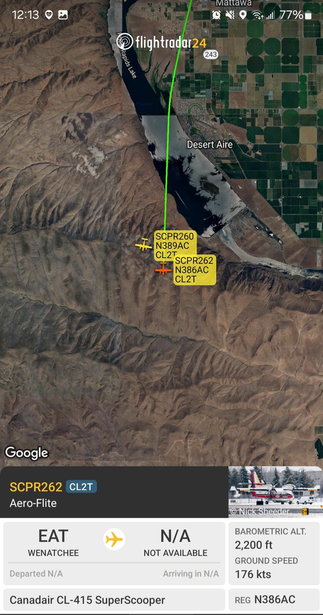 Borrowed7Time's tweet photo. Aero-Flite CL-415 SuperScooper x2 have filled up & are likely heading to the #KeysRoadFire from Wenatchee.
CL-415 N386AC #A47197 SCPR262 CL-415 N389AC #A47CBC SCPR260
@Wa_fire_watch https://t.co/gaSqOIJpgU