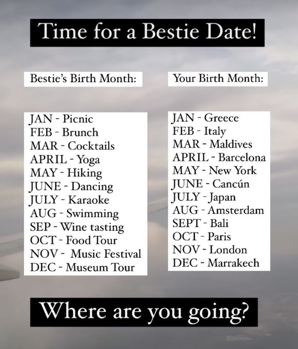 Its bestie date time My birth month is October &hellip;.where are we going? https://t.co/lkjt0YXeOX