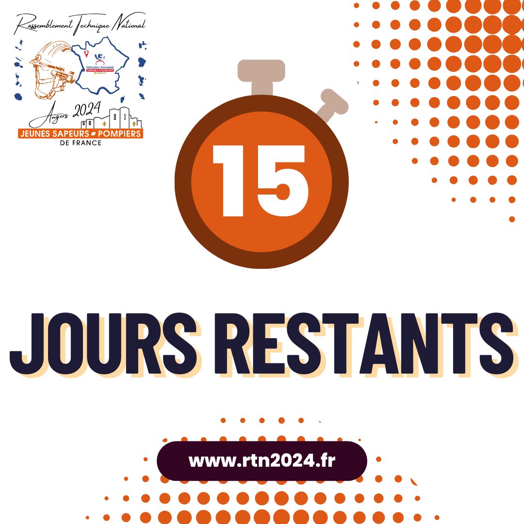 RTN JSP ANGERS 2024 (@rtn2024) on Twitter photo #capsurangers2024
Dans 15 jours nous y serons !! 🔥
Rendez-vous le 6 juillet à Angers pour soutenir les jeunes sapeurs-pompiers ! 🚒 🇫🇷
<a href="/SDIS_49/">Sapeurs-pompiers de Maine-et-Loire - SDIS 49</a> <a href="/FlorenceDabin/">Florence Dabin</a> <a href="/Maine_et_Loire/">Département Maine-et-Loire</a> <a href="/Angers/">Ville d'Angers</a> <a href="/AngersMetropole/">Angers Loire Métropole</a> <a href="/Groupama/">Groupama</a> #capsurangers2024
Dans 15 jours nous y serons !! 🔥
Rendez-vous le 6 juillet à Angers pour soutenir les jeunes sapeurs-pompiers ! 🚒 🇫🇷
<a href="/SDIS_49/">Sapeurs-pompiers de Maine-et-Loire - SDIS 49</a> <a href="/FlorenceDabin/">Florence Dabin</a> <a href="/Maine_et_Loire/">Département Maine-et-Loire</a> <a href="/Angers/">Ville d'Angers</a> <a href="/AngersMetropole/">Angers Loire Métropole</a> <a href="/Groupama/">Groupama</a>