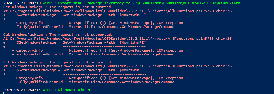 miketerrill's tweet image. I haven't had a chance to dig in on this one, but it looks like #OSDBuilder is not happy with ADK 11 24H2. Not having this issue with ADK 11 22H2. 😥 @gwblok @SeguraOSD @jarwidmark