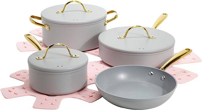 AttractiiveDeal's tweet image. $59.xx (Reg $129.xx)
Paris Hilton Iconic Nonstick Pots and Pans Set, Multi-layer Nonstick Coating, Matching Lids With Gold Handles

amzn.to/3KUWvru ad

#ParisHiltonCookware #IconicPotsAndPans #NonstickCookwareSet #MultiLayerNonstickCoating #GoldHandleLids #PFOAFree