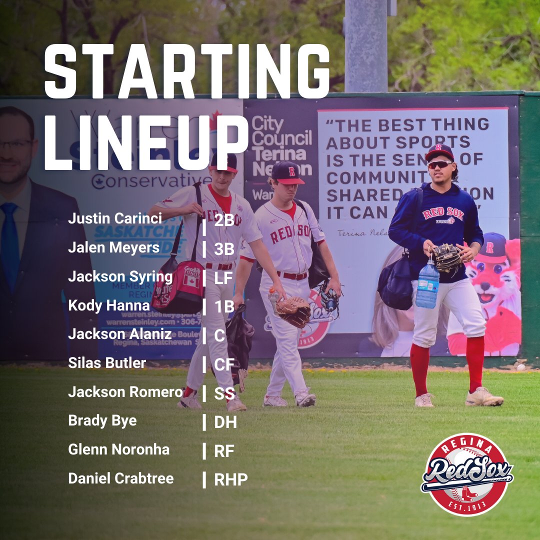 ReginaRedSox's tweet image. YOUR starting lineup for round 2 against the Bombers!!⚾️🔥

#ReginaRedSox #wcbl #summeroffun #reginaredsoxfamily #baseballseason #baseballlife #ilovebaseball