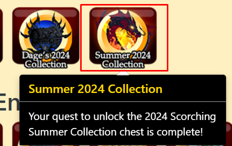 Datenshi6699's tweet photo. Summer 2024 Collection Character Page Badge 🔥

Buy Scorching Summer Collection Chest for 10K ACs from Quibble.
Get Beach Scavenger Zorbak Quest Pet from the chest, and take the quest.

/join thirdspell &amp; blow Great Solar Elemental https://t.co/Zj7DQgY5Bs