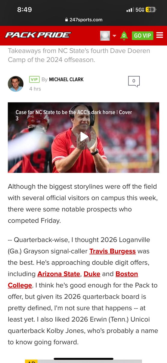 Great Camp today at NC State. Also thanks for the shout out!! <a href="/MichaelClark247/">Michael Clark</a> <a href="/247Sports/">247Sports</a> <a href="/247recruiting/">247Sports Recruiting</a> 

<a href="/CoachKurtRoper/">Kurt Roper</a> <a href="/ustinShelton/">Austin Shelton</a> <a href="/Drice81/">Drew Rice</a> <a href="/on3/"></a> <a href="/DAWGHZERECRUITS/">Dawg House Recruiting</a>