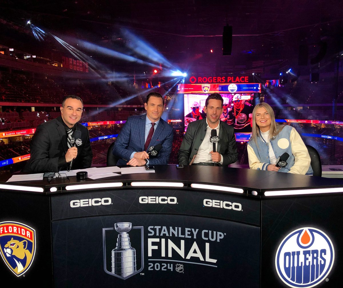 thepwhlofficial's tweet photo. Edmonton native and @PWHL_Ottawa first round draft pick, Danielle Serdachny, live on set with NHL Network at Game 6 of the Stanley Cup Final 🏆 https://t.co/rY0oh9EfBd