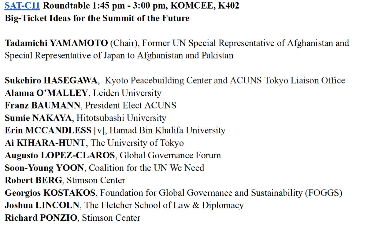 Excited and honored to be on this roundtable with esteemed colleagues reflecting on big ticket ideas for the #SummitOfTheFuture. I'll be talking on our need to better implement agreements, and more fairly and consistently. #ACUNS #AnnualMeeting
<a href="/ACUNStweets/">ACUNS</a>