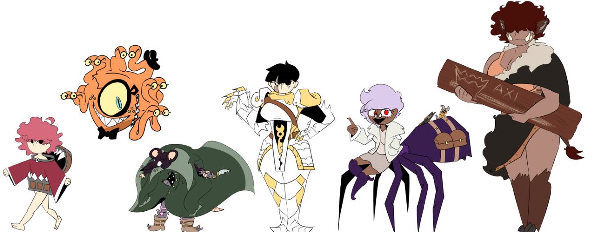 I need a healer guys I need a healer... or a ranger or an druid or really anything that isnt here. The human warrior was a self addition because funny human warrior and the Hot Hog holdin a Log was added by someone outside of twitter. Now me need the last member, ideas please!