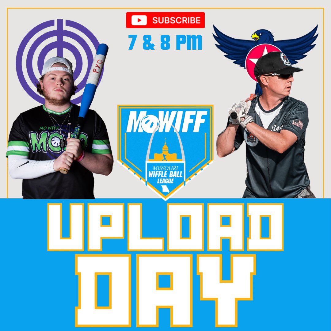 MO_Wiff's tweet photo. Upload Day!
Tonight on our YouTube channel, check out this great matchup between the Mojo and the Thunderbirds!
#mowiff #wiffleball #season4 #week11 #uploadday https://t.co/G4evP5BAgF