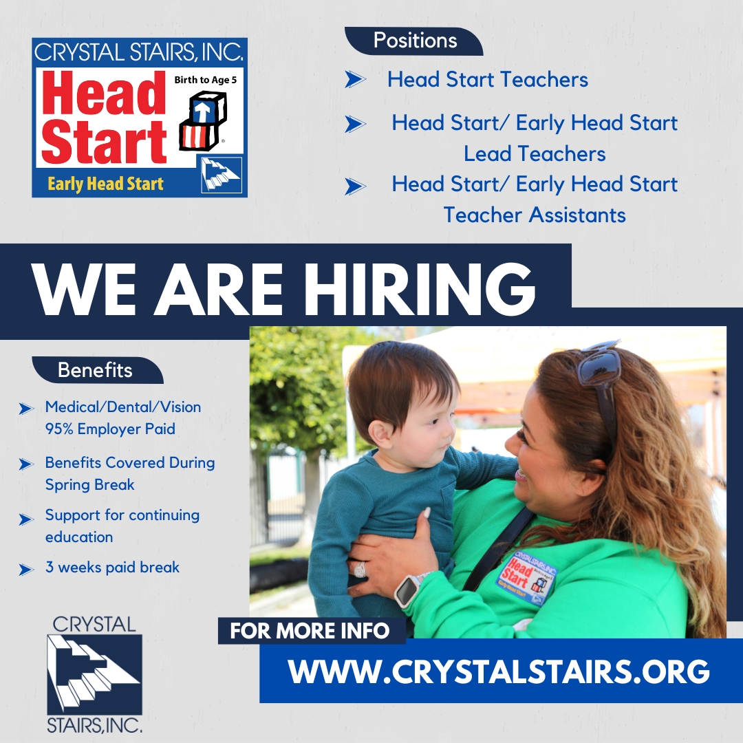 NOW HIRING! 

Our community-based organization is seeking enthusiastic professionals to join our team as Family Services Specialists to support innovative programming and services to over 50,000 families annually.

crystalstairs.applicantpro.com/jobs/