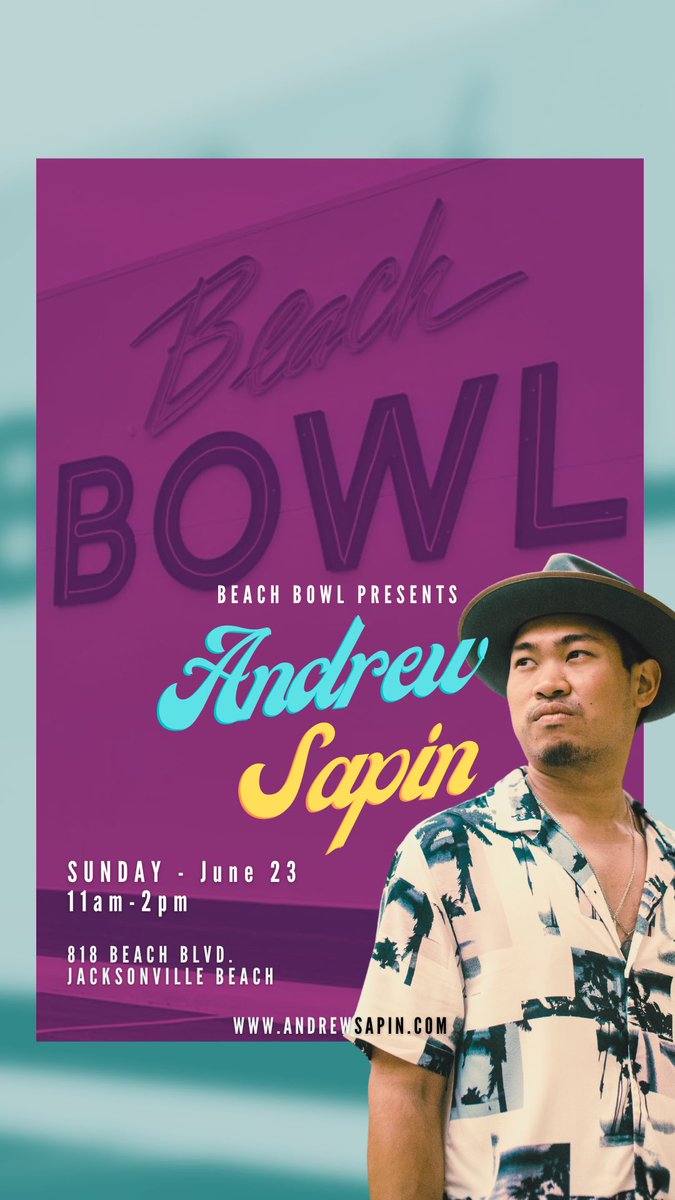 andrewsapin's tweet photo. I’m coming home, Jacksonville!!! Excited to be playing at the “New” Beach Bowl this Sunday 11am-2pm!!! Spread the word, I’ll see yall out there! https://t.co/AtL4DwtaU0