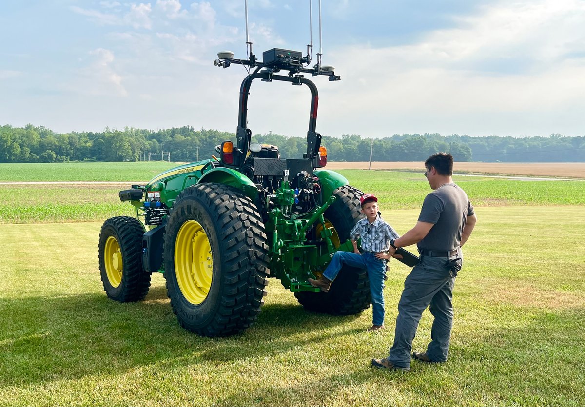 SabantoAg's tweet image. The 8-year-old tractor expert @justajacksonthing took a master class on how to run our retrofit autonomous tractors.